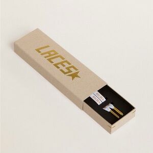 Golden Goose White cotton laces with contrasting gold logo